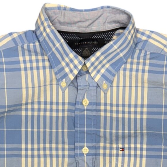 Men's TOMMY HILFIGER Short Sleeve Button-Down Dress Shirt- Size Large - Picture 2 of 12